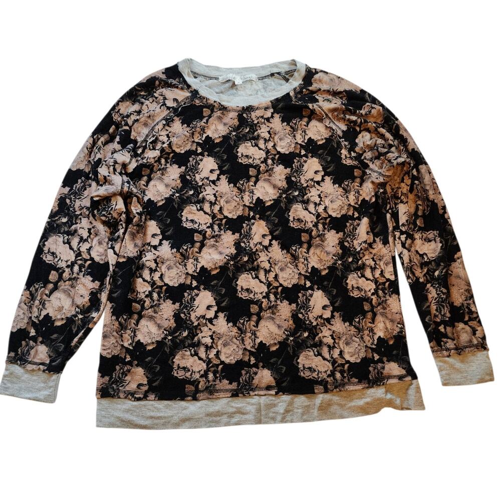 Taylor & Sage Womens Pullover Knit Top Size M Black Beige Raglan Sleeve
